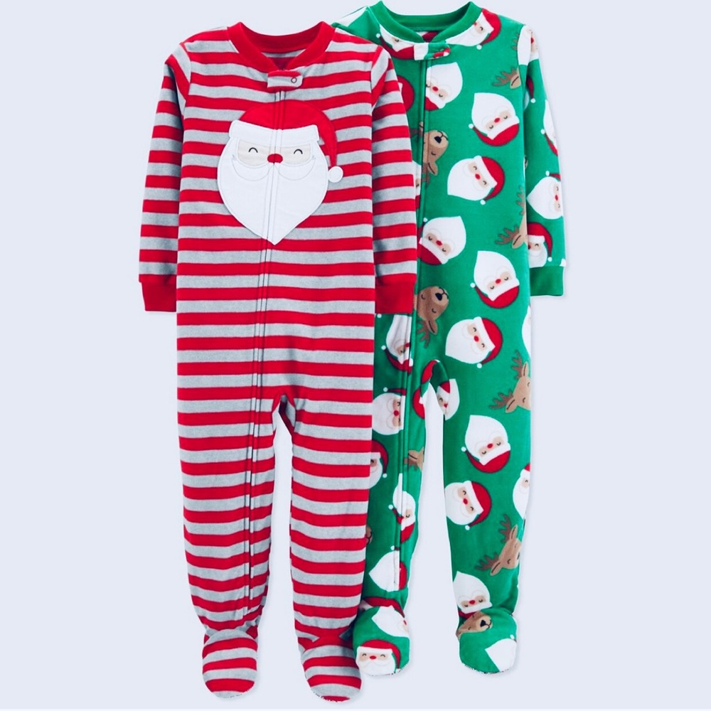 Carter’s Santa & Reindeer Footed Fleece Pajamas